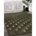 Patterned Fern Green Rug in Family Room, pat1086brn