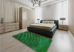 Patterned Deep Emerald Green Rug in a Bedroom, pat1086grn