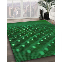 Patterned Deep Emerald Green Rug, pat1086grn