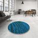 Round Patterned Blue Rug in a Office, pat1086lblu