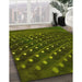 Patterned Dark Forest Green Rug in Family Room, pat1086yw