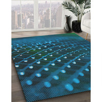 Patterned Deep-Sea Blue Novelty Rug, pat1086