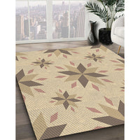 Patterned Brown Gold Rug, pat1087brn