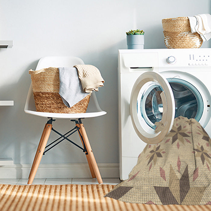 Machine Washable Transitional Brown Gold Rug in a Washing Machine, wshpat1087brn