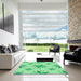 Machine Washable Transitional Jade Green Rug in a Kitchen, wshpat1087grn