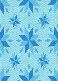 Machine Washable Transitional Deep Sky Blue Rug, wshpat1087lblu