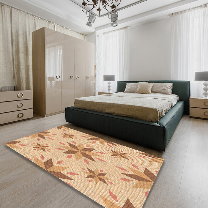 Patterned Orange Rug in a Bedroom, pat1087org