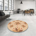 Round Patterned Orange Rug in a Office, pat1087org