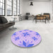 Round Patterned Blossom Pink Rug in a Office, pat1087pur