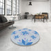 Round Patterned Pale Blue Novelty Rug in a Office, pat1087