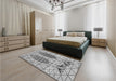 Patterned Silver Gray Rug in a Bedroom, pat1088gry