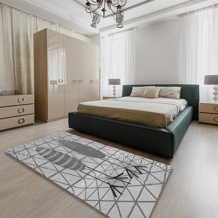 Patterned Silver Gray Rug in a Bedroom, pat1088gry