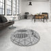 Round Patterned Silver Gray Rug in a Office, pat1088gry