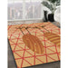 Patterned Orange Rug in Family Room, pat1088org