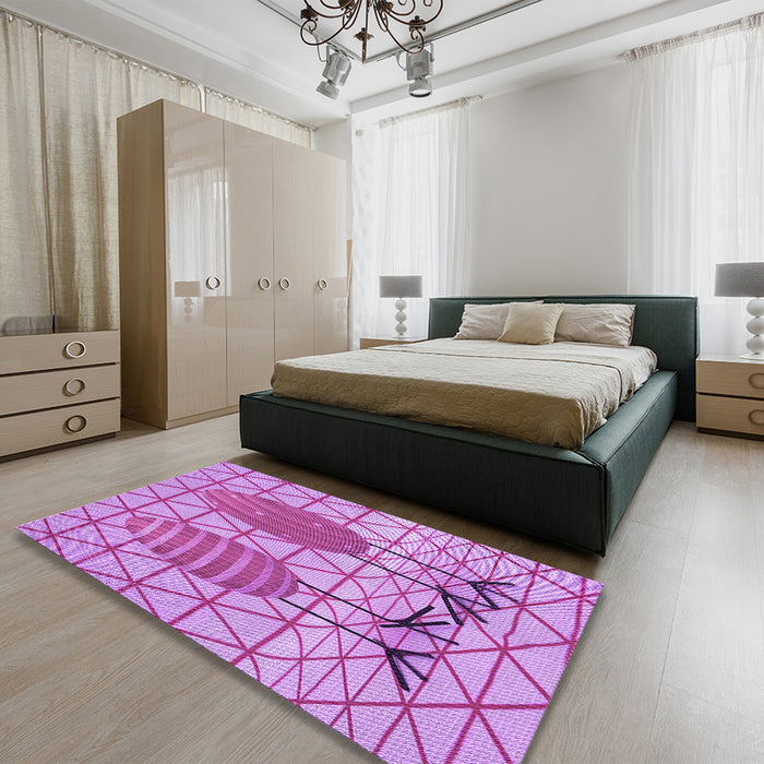 Patterned Violet Purple Rug in a Bedroom, pat1088pur