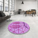 Round Patterned Violet Purple Rug in a Office, pat1088pur