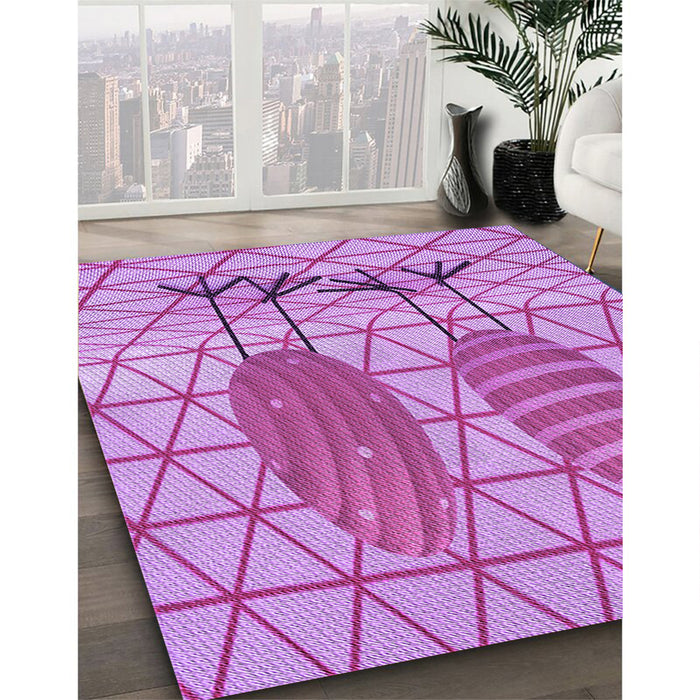 Patterned Violet Purple Rug in Family Room, pat1088pur