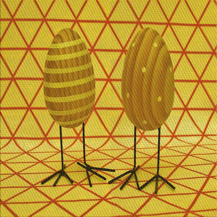 Round Patterned Gold Yellow Rug, pat1088yw