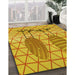 Patterned Gold Yellow Rug in Family Room, pat1088yw
