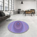 Round Patterned Purple Mimosa Purple Rug in a Office, pat1089blu