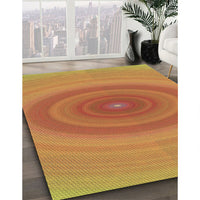 Patterned Orange Red Orange Rug, pat1089brn