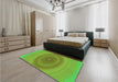 Patterned Green Rug in a Bedroom, pat1089grn