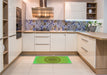 Patterned Green Rug in a Kitchen, pat1089grn