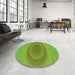 Round Patterned Green Rug in a Office, pat1089grn