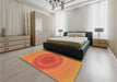 Patterned Scarlet Red Rug in a Bedroom, pat1089org