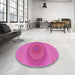 Round Patterned Deep Pink Rug in a Office, pat1089pur