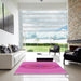 Square Patterned Deep Pink Rug in a Living Room, pat1089pur