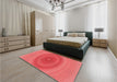 Patterned Red Rug in a Bedroom, pat1089rd