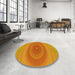 Round Patterned Orange Red Orange Rug in a Office, pat1089yw