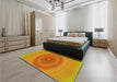 Patterned Orange Red Orange Rug in a Bedroom, pat1089yw