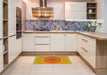 Patterned Orange Red Orange Rug in a Kitchen, pat1089yw