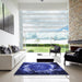 Square Patterned Light Slate Blue Rug in a Living Room, pat109blu