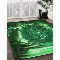 Patterned Deep Emerald Green Rug, pat109grn