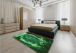 Patterned Deep Emerald Green Rug in a Bedroom, pat109grn