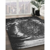 Patterned Charcoal Black Rug, pat109gry