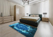 Patterned Deep Sky Blue Rug in a Bedroom, pat109lblu