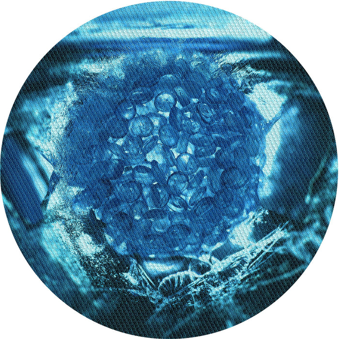 Square Patterned Deep Sky Blue Rug, pat109lblu