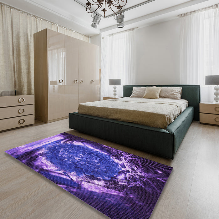 Patterned Purple Rug in a Bedroom, pat109pur