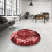 Round Patterned Red Rug in a Office, pat109rd