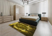 Patterned Caramel Brown Rug in a Bedroom, pat109yw