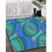 Machine Washable Transitional Dark Turquoise Green Rug in a Family Room, wshpat1090lblu