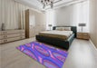 Patterned Blue Violet Purple Rug in a Bedroom, pat1090pur