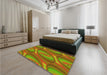 Patterned Pistachio Green Rug in a Bedroom, pat1090yw