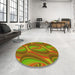 Round Patterned Pistachio Green Rug in a Office, pat1090yw