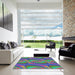 Square Patterned Emerald Green Modern Rug in a Living Room, pat1090