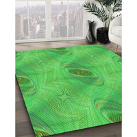 Patterned Neon Green Rug, pat1091grn